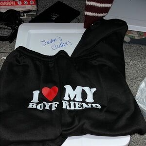 Black Kids Bottoms with Heart Print